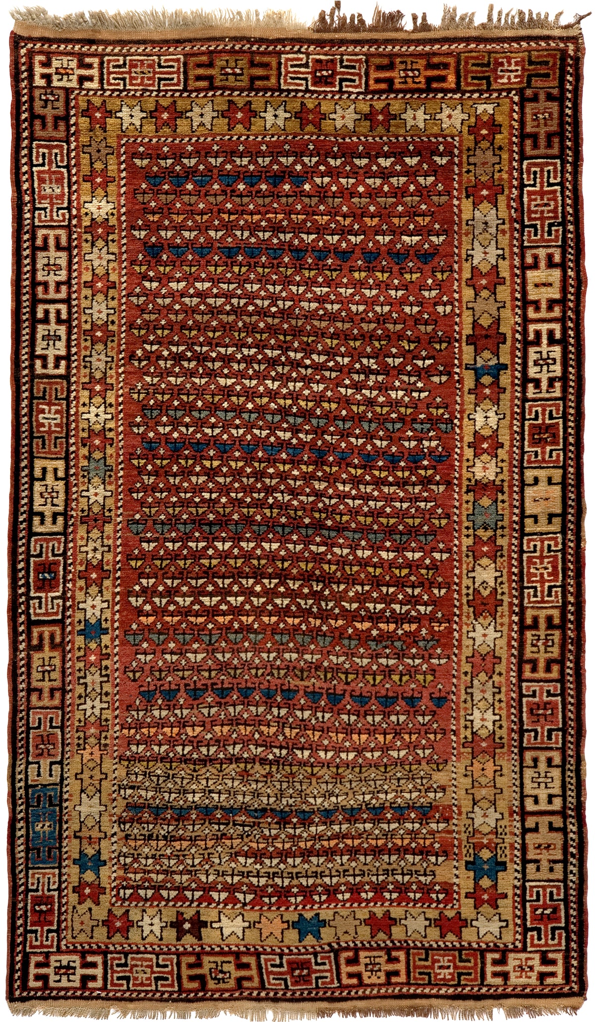Daghestan 3'7" x 6' Antique Rug from North Caucasus, Circa 1900