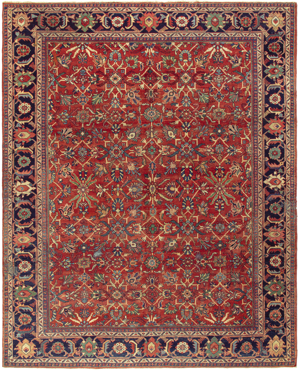 Mahal Red Antique 9'8" x 12' Rug Persia, Circa 1900
