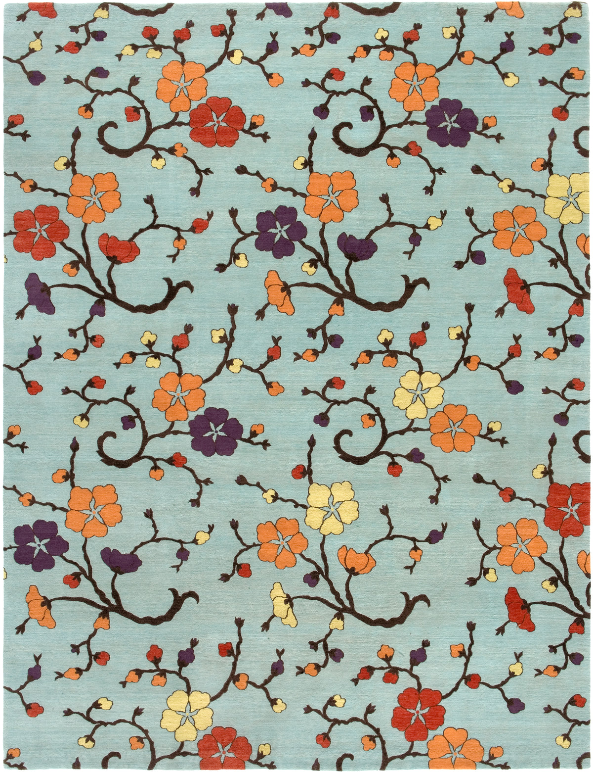 Morning Glory Wool and Silk Rug Hand-knotted in Nepal