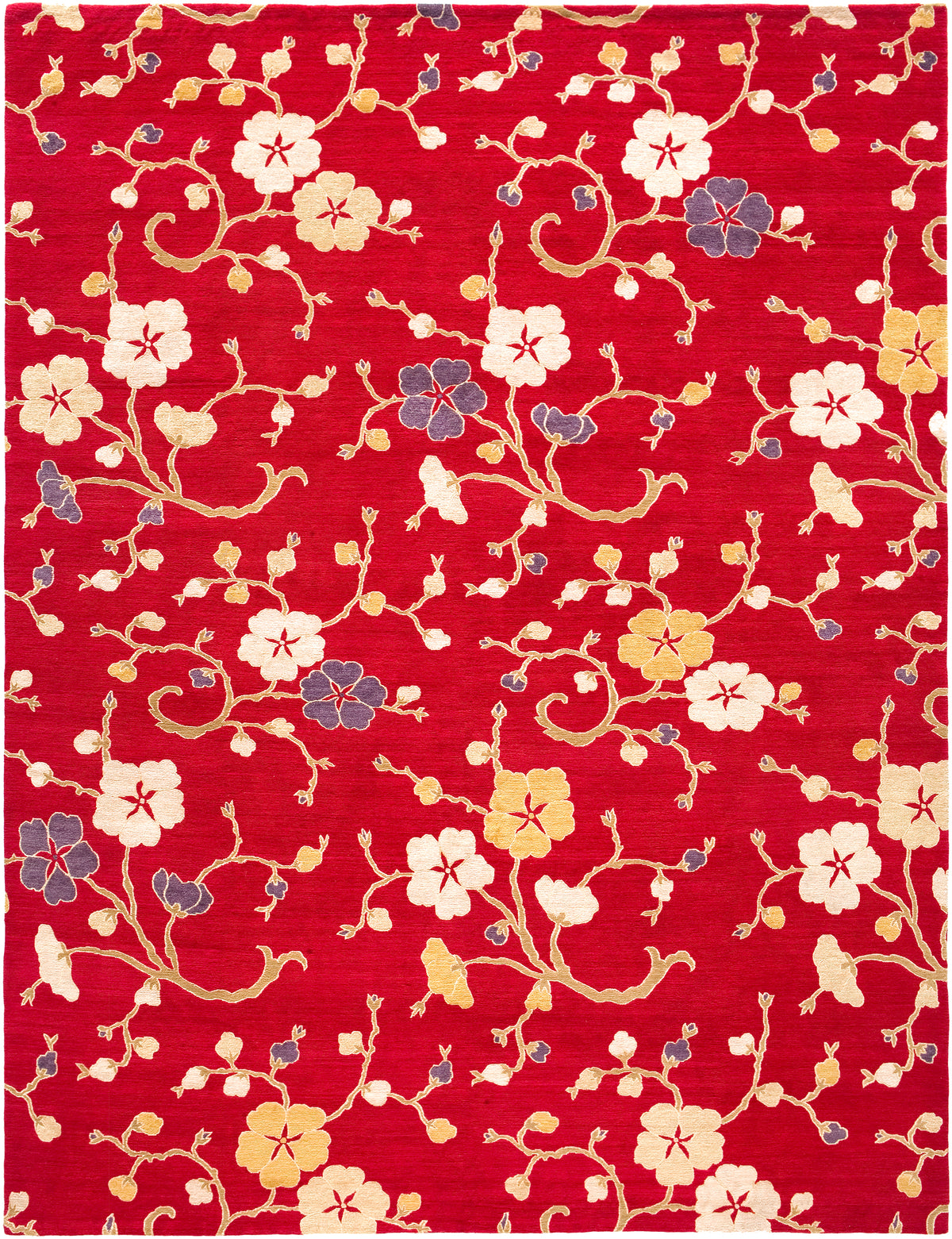 Morning Glory Wool and Silk Rug Hand-knotted in Nepal