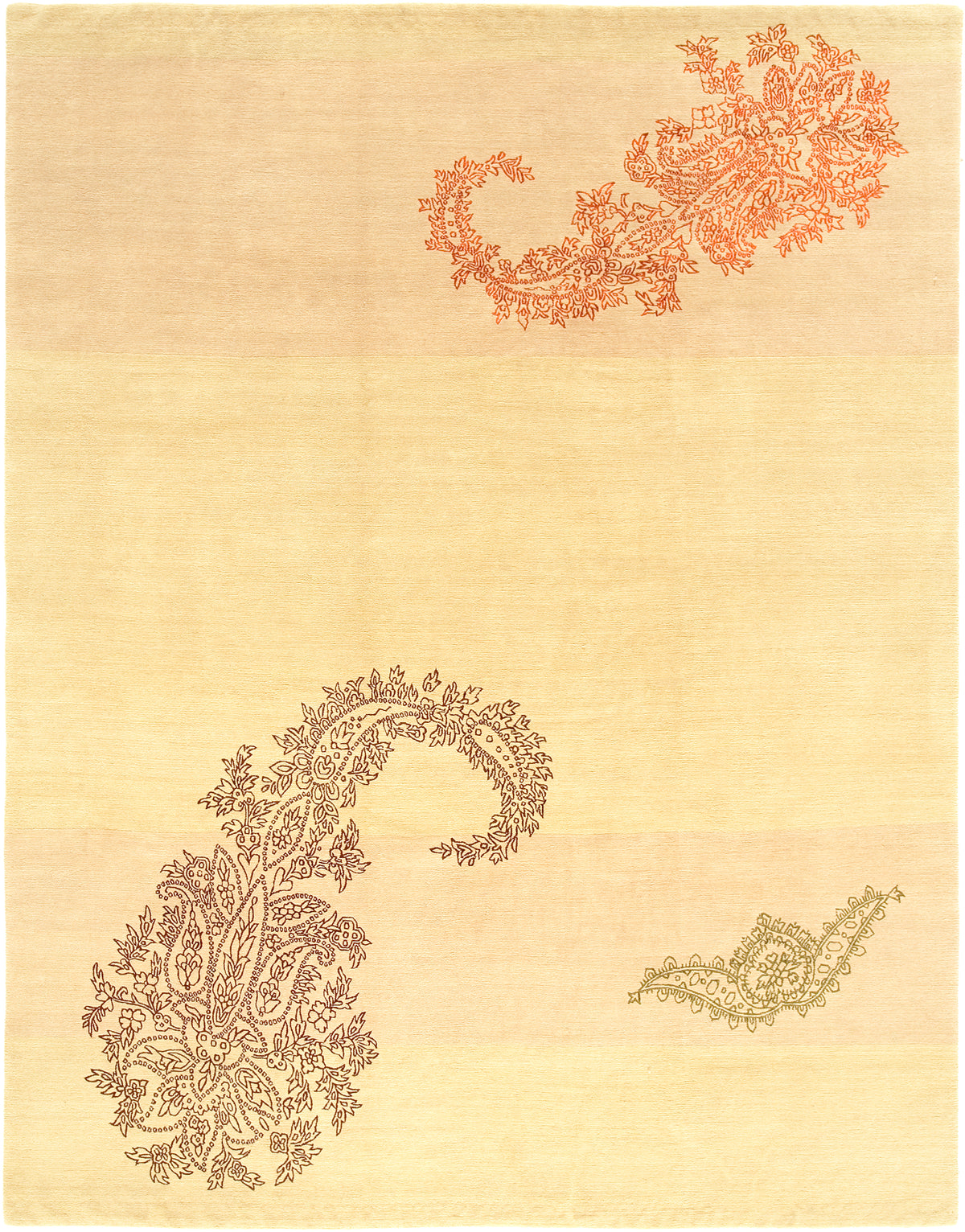 Paisley Wool and Silk Rug Hand-knotted in Nepal