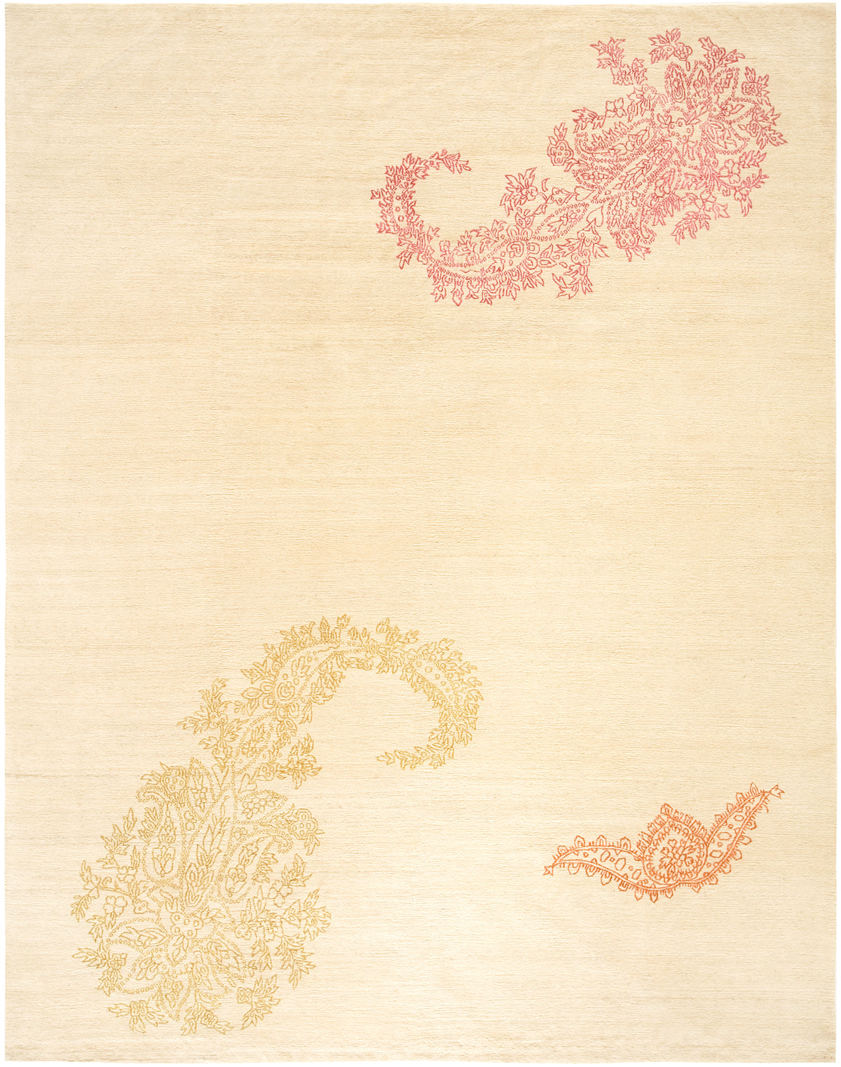 Paisley Wool and Silk Rug Hand-knotted in Nepal