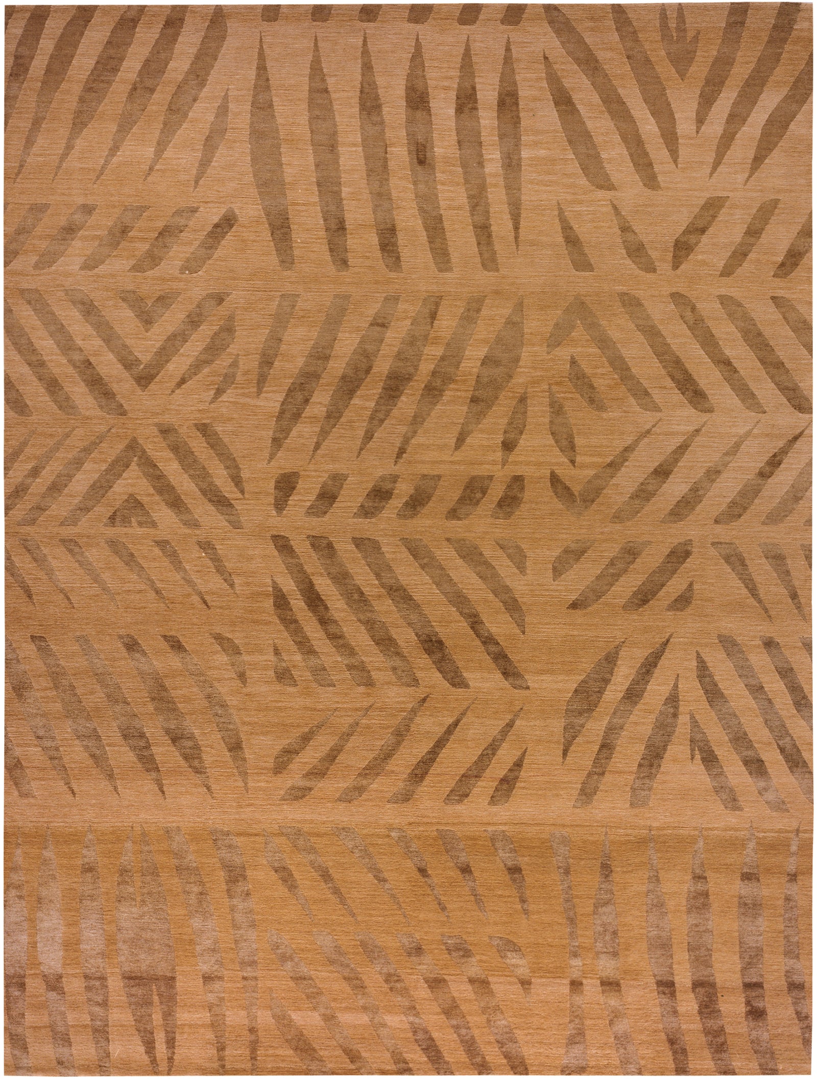 Palms Wool and Silk Rug Hand-knotted in Nepal