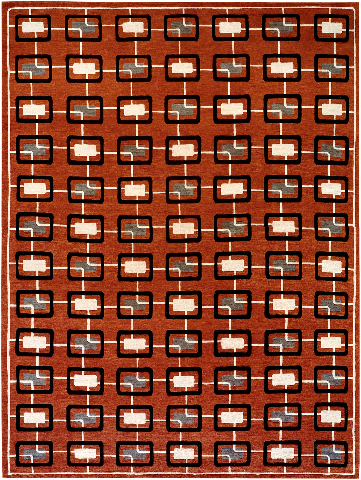 Retro Wool Rug Hand-knotted in Nepal