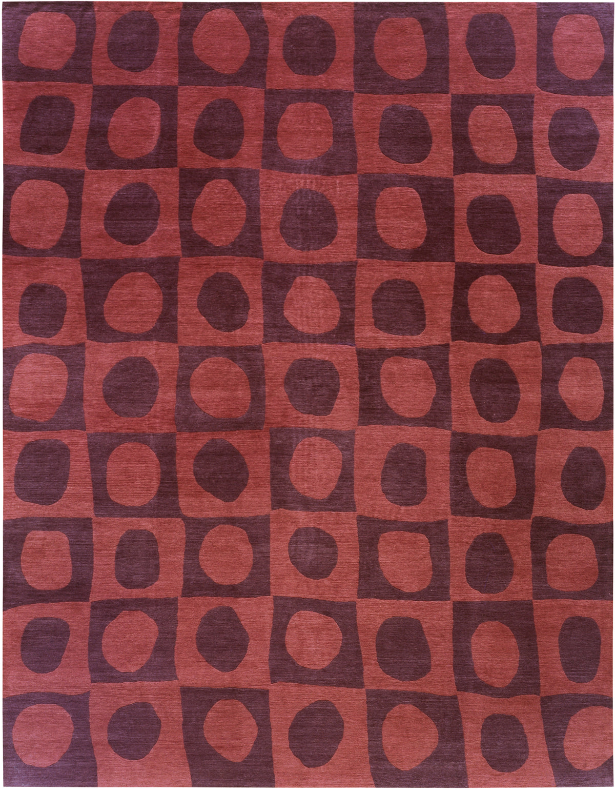 Red Scoops Modern Wool Rug Hand-knotted in Nepal