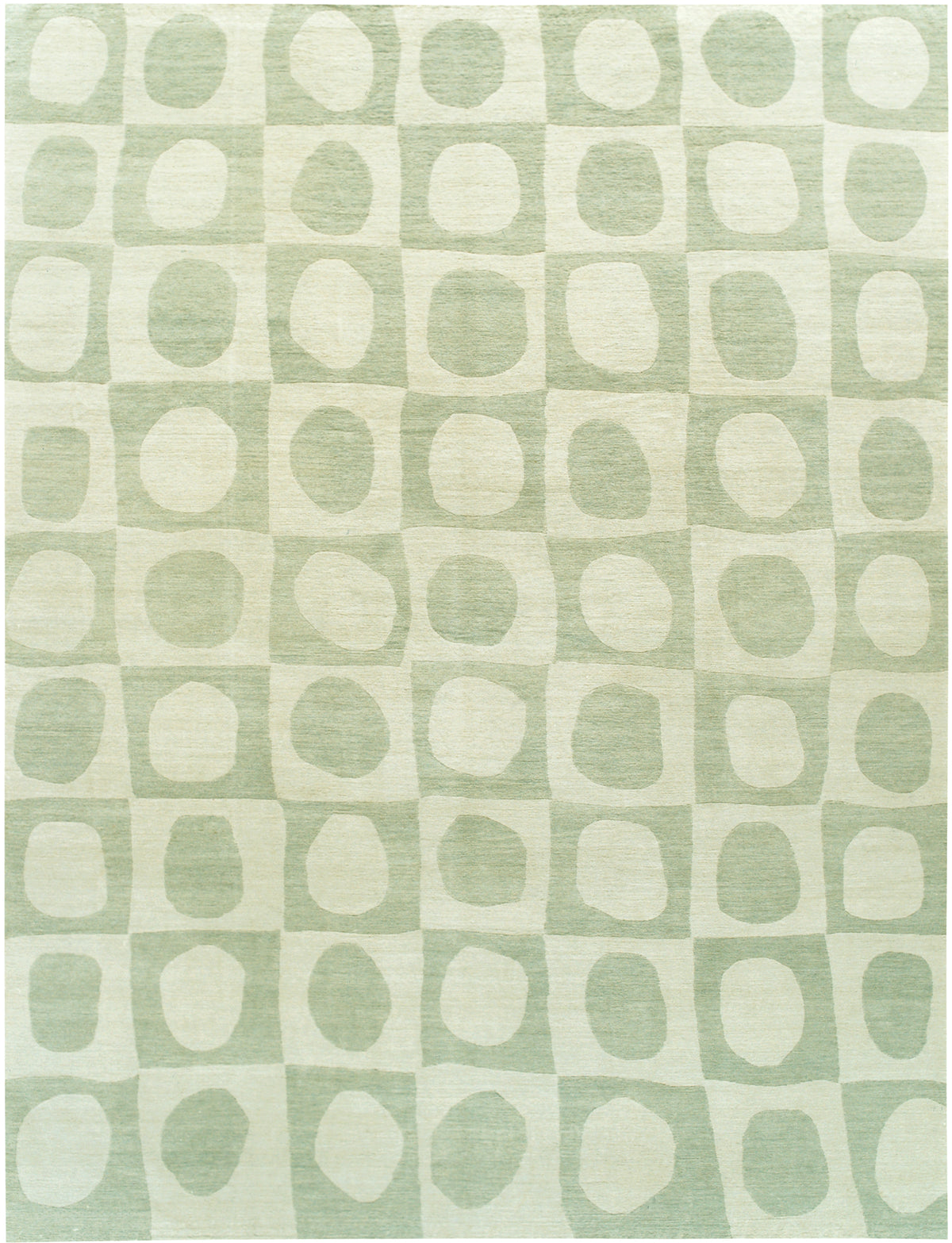 Green Scoops Modern Wool Rug Hand-knotted in Nepal
