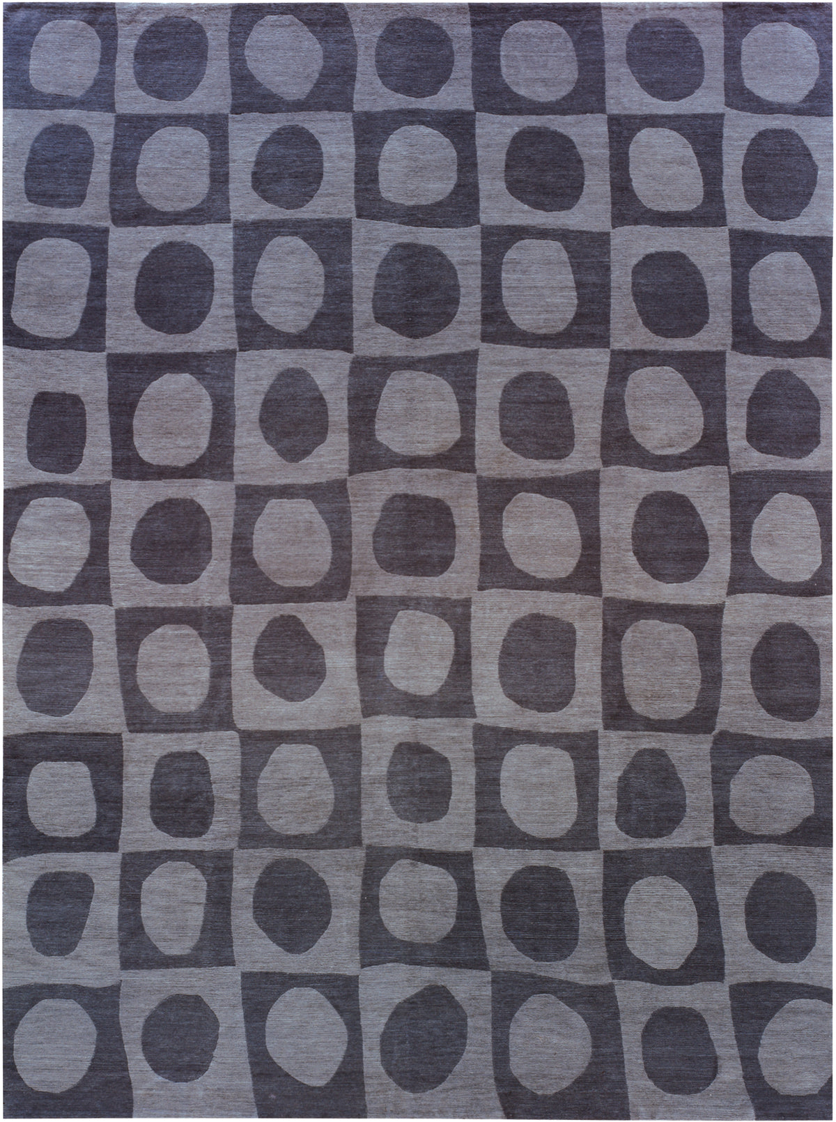 Blue Scoops Modern Wool Rug Hand-knotted in Nepal