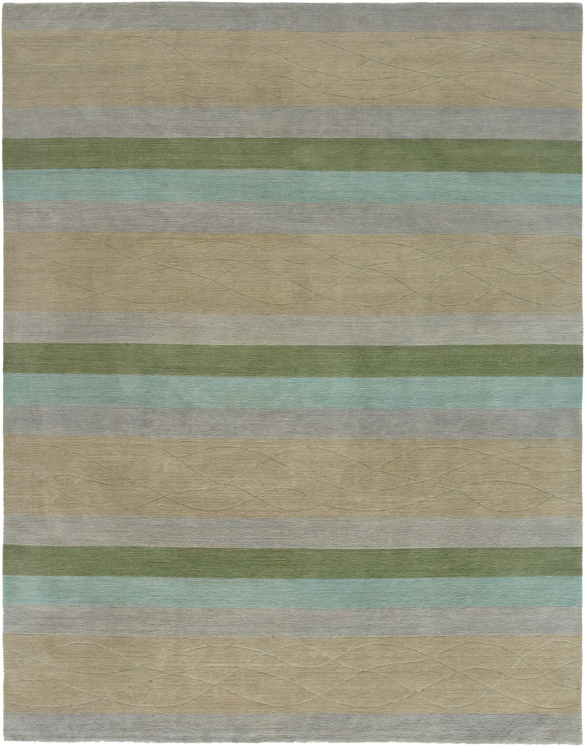 Stream Modern Wool & Silk Rug Hand-knotted in Nepal