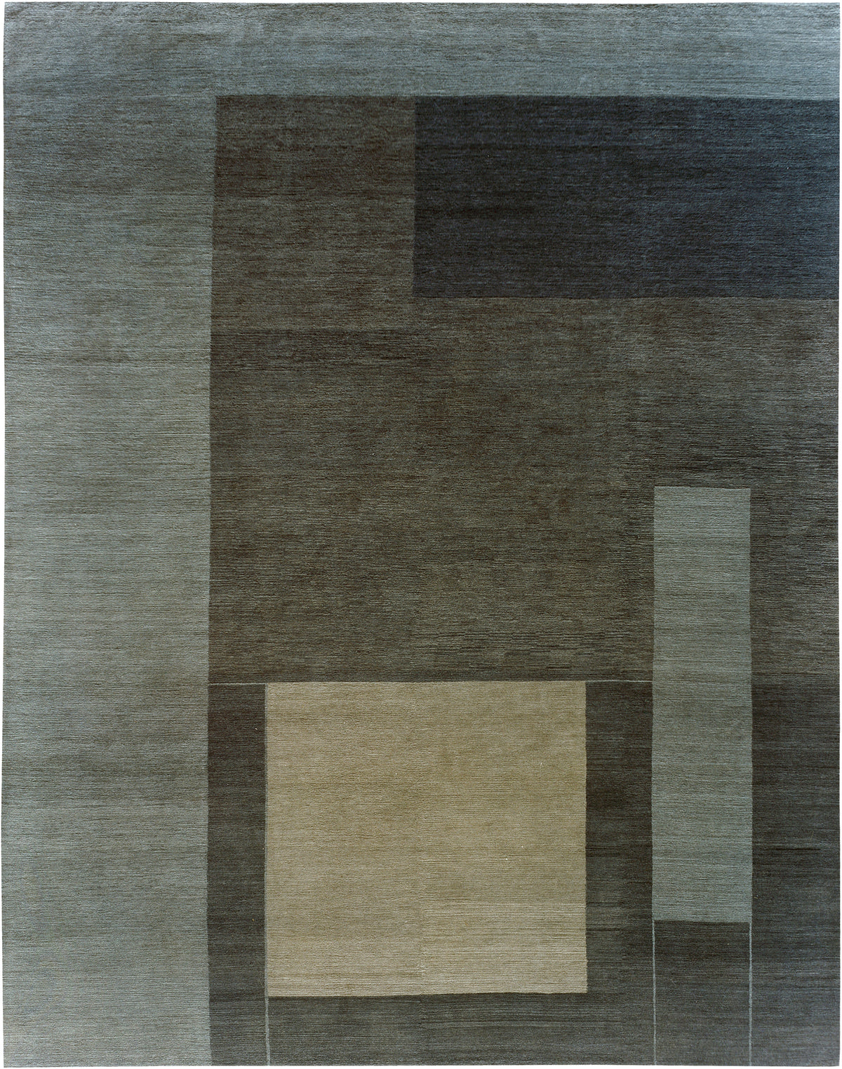 Structure Modern Cubist Inspired Wool Rug Hand-knotted in Nepal